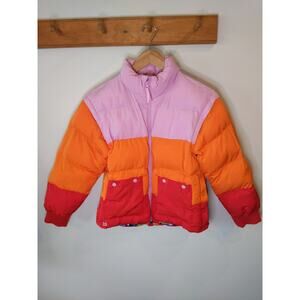LEGO Target Collaboration Colorblock Puffer Vest Women's M Pink Orange Red